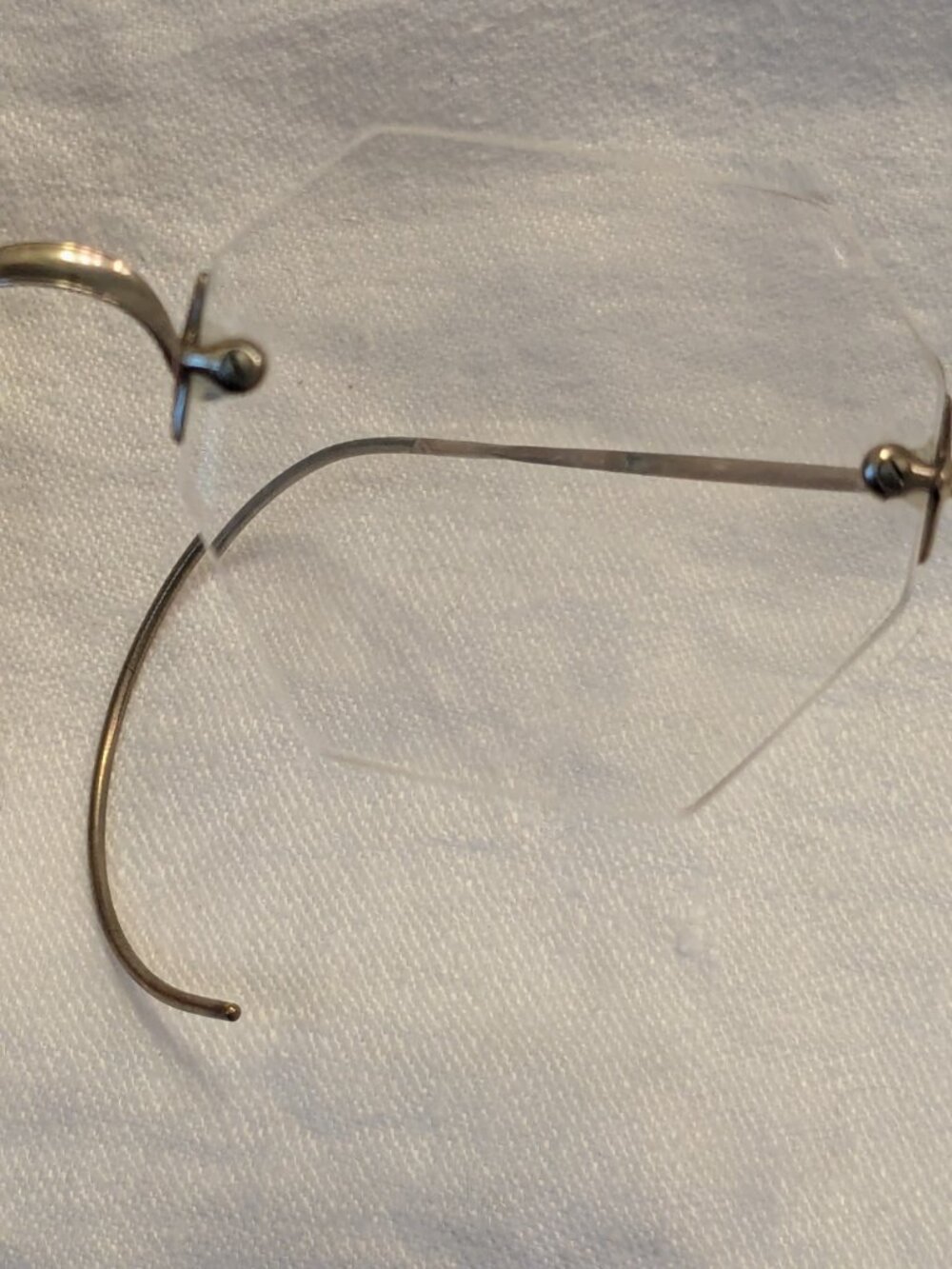 Antique Octagon Rimless Spectacles 10K Gold Filled Eyeglasses 1920s Art Deco Bif - Picture 8 of 10